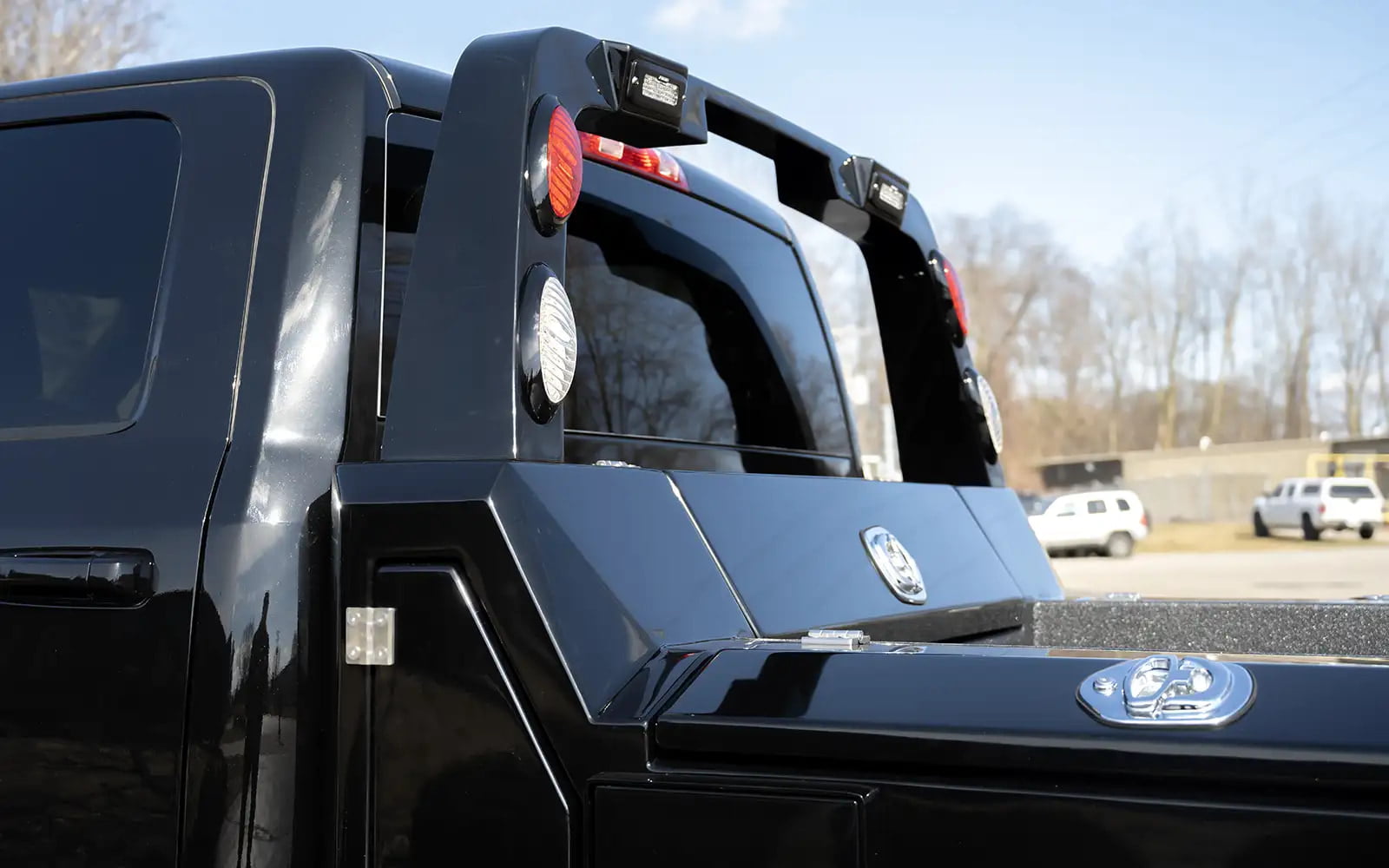 A Luxe Trucks Dodge 3500 fifth wheel hauler truck with an all aluminum single rear wheel hauler bed.